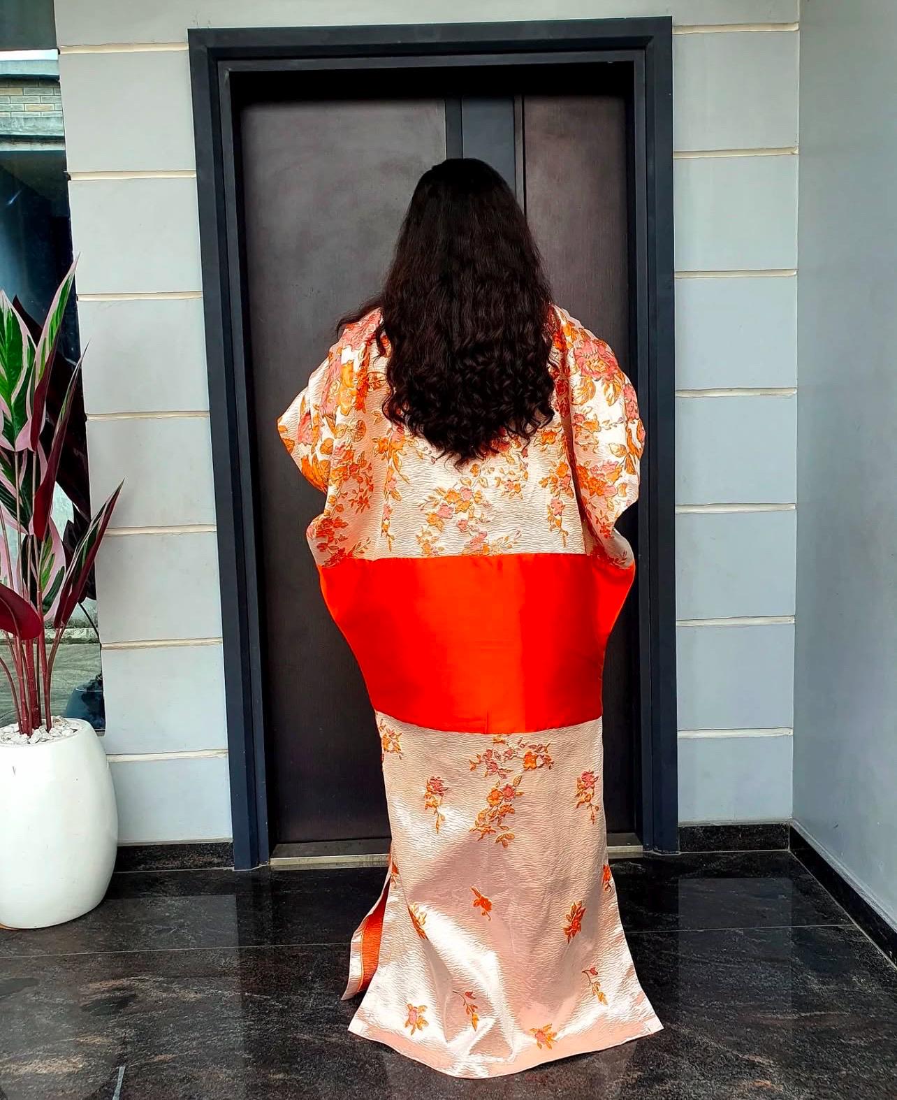 African Mikado Brocade Boubou | Kaftan Dress with Scarf