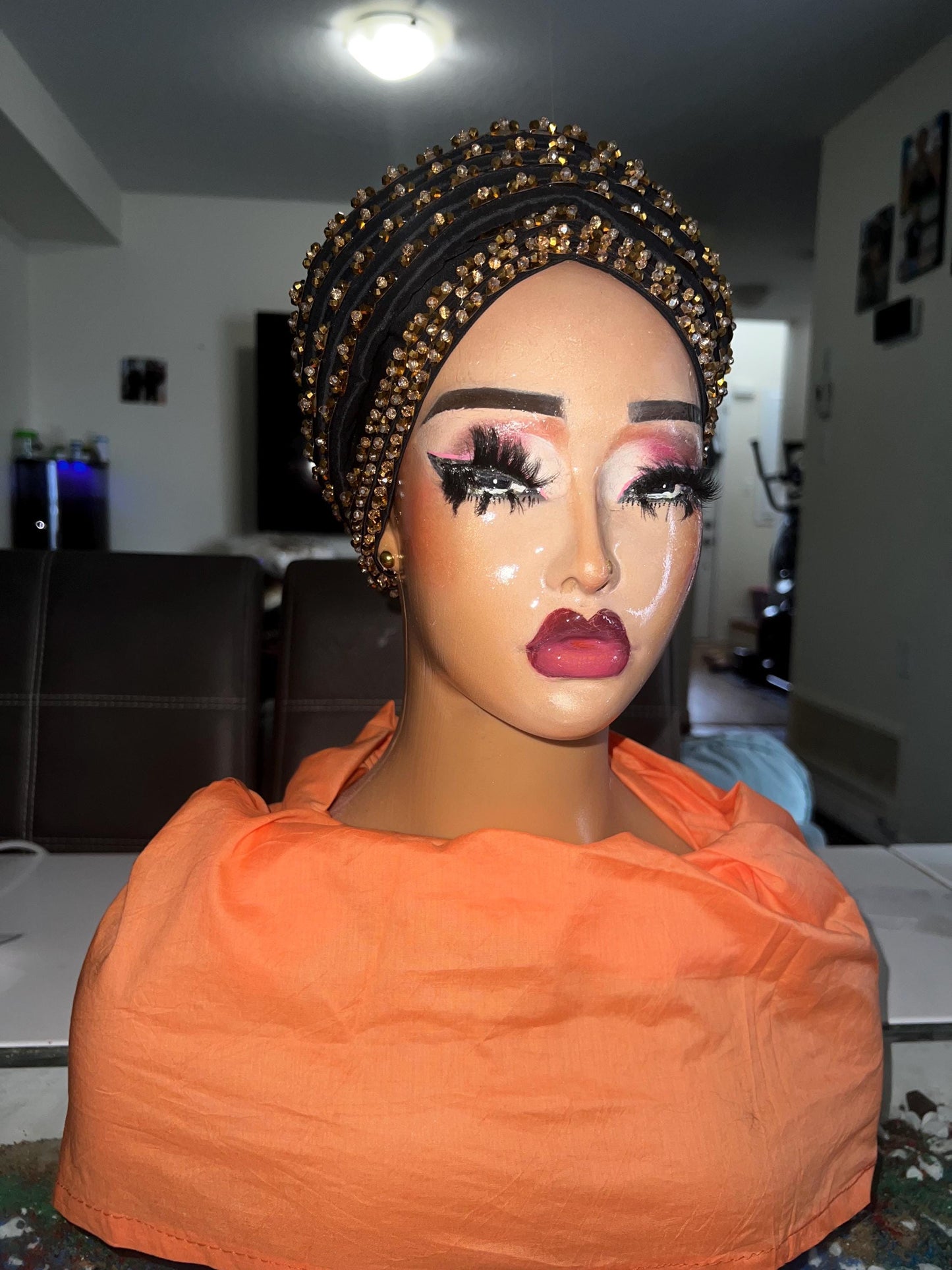 Luxury Duchess Silk Crystal Turban | Pre-tied Headtie