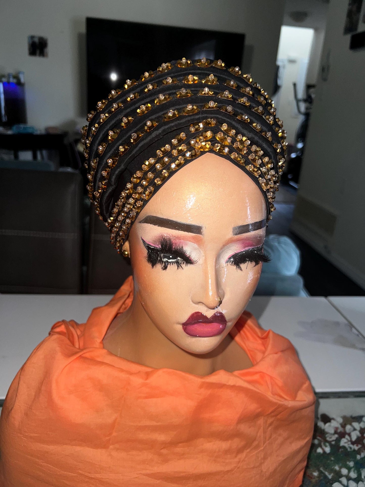 Luxury Duchess Silk Crystal Turban | Pre-tied Headtie