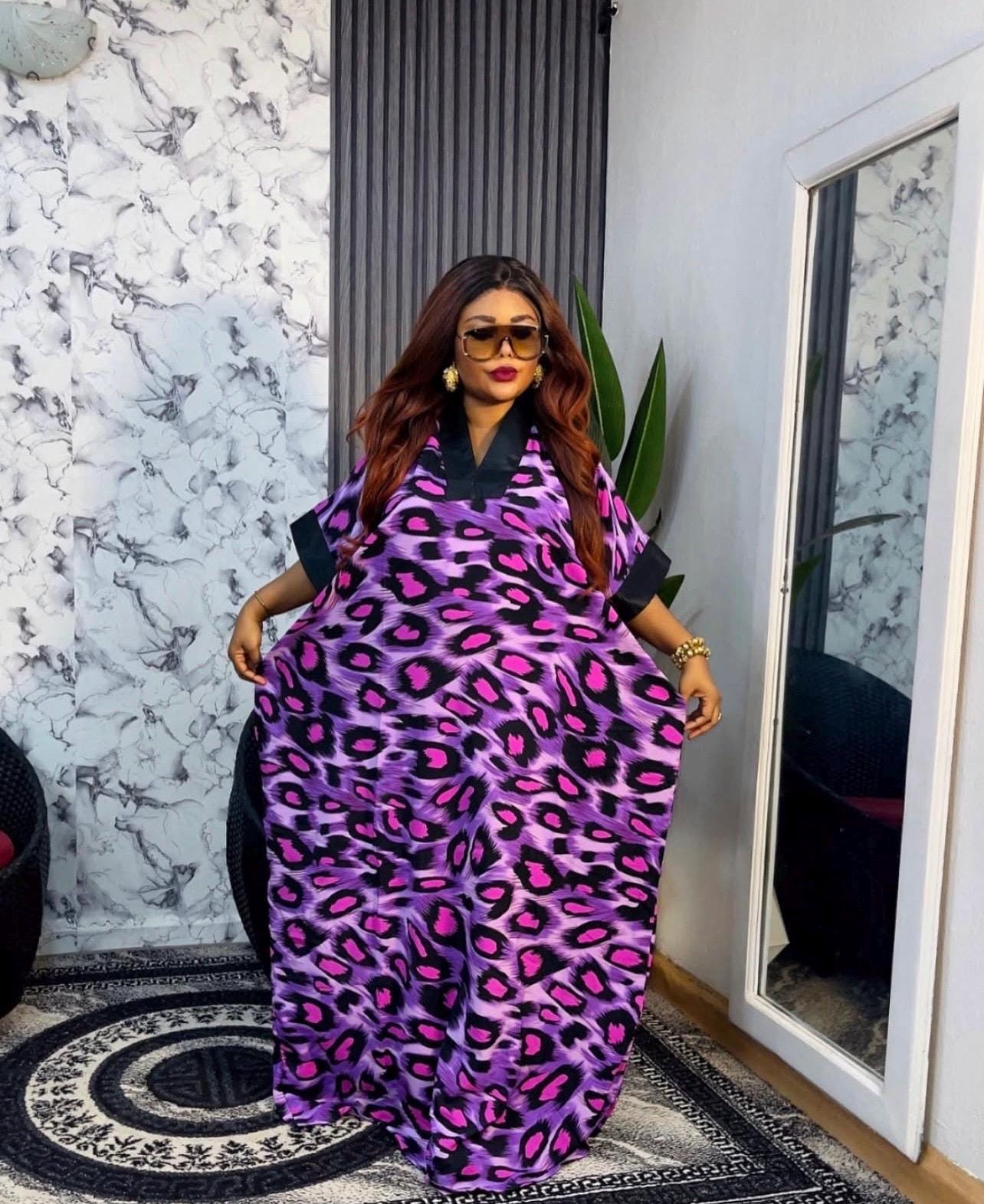 African Print Crepe Kaftan | Elegant Boubou Dress