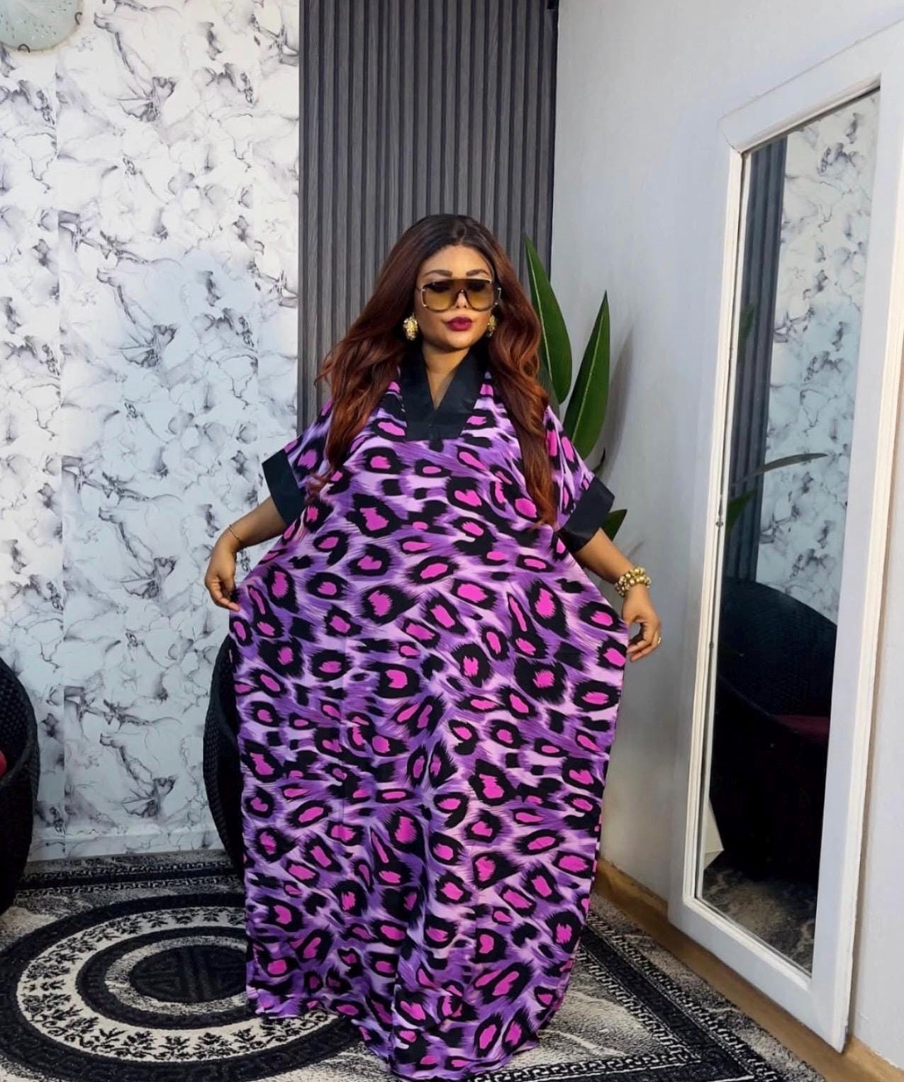 African Print Crepe Kaftan | Elegant Boubou Dress