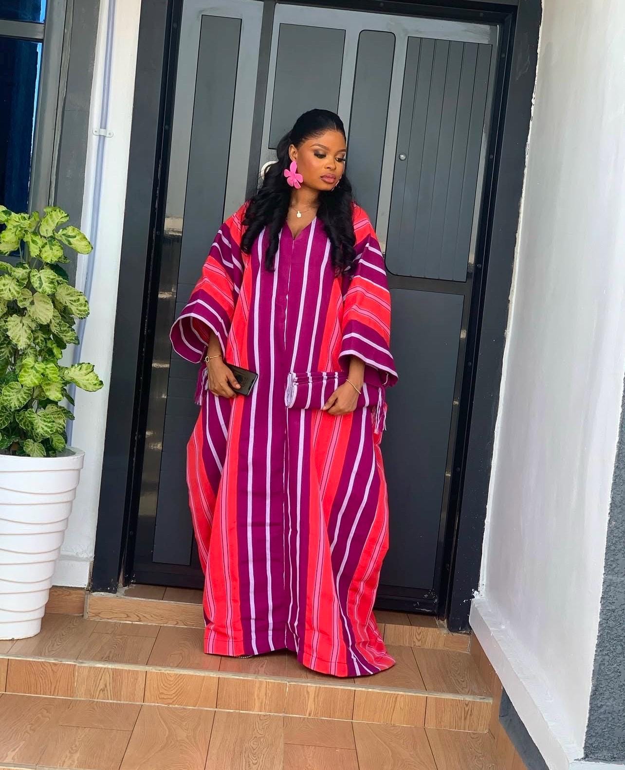 Handmade Aso Oke Boubou Gown | Nigerian Kaftan with Scarf