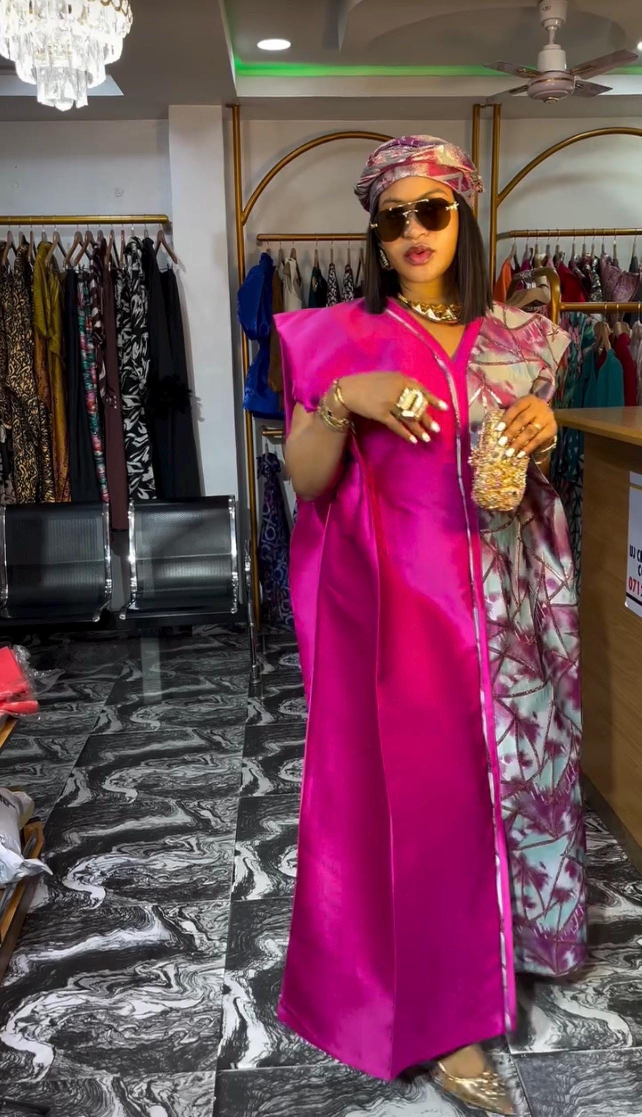 Mikado Brocade Boubou Kaftan | Nigerian Dress, One Size