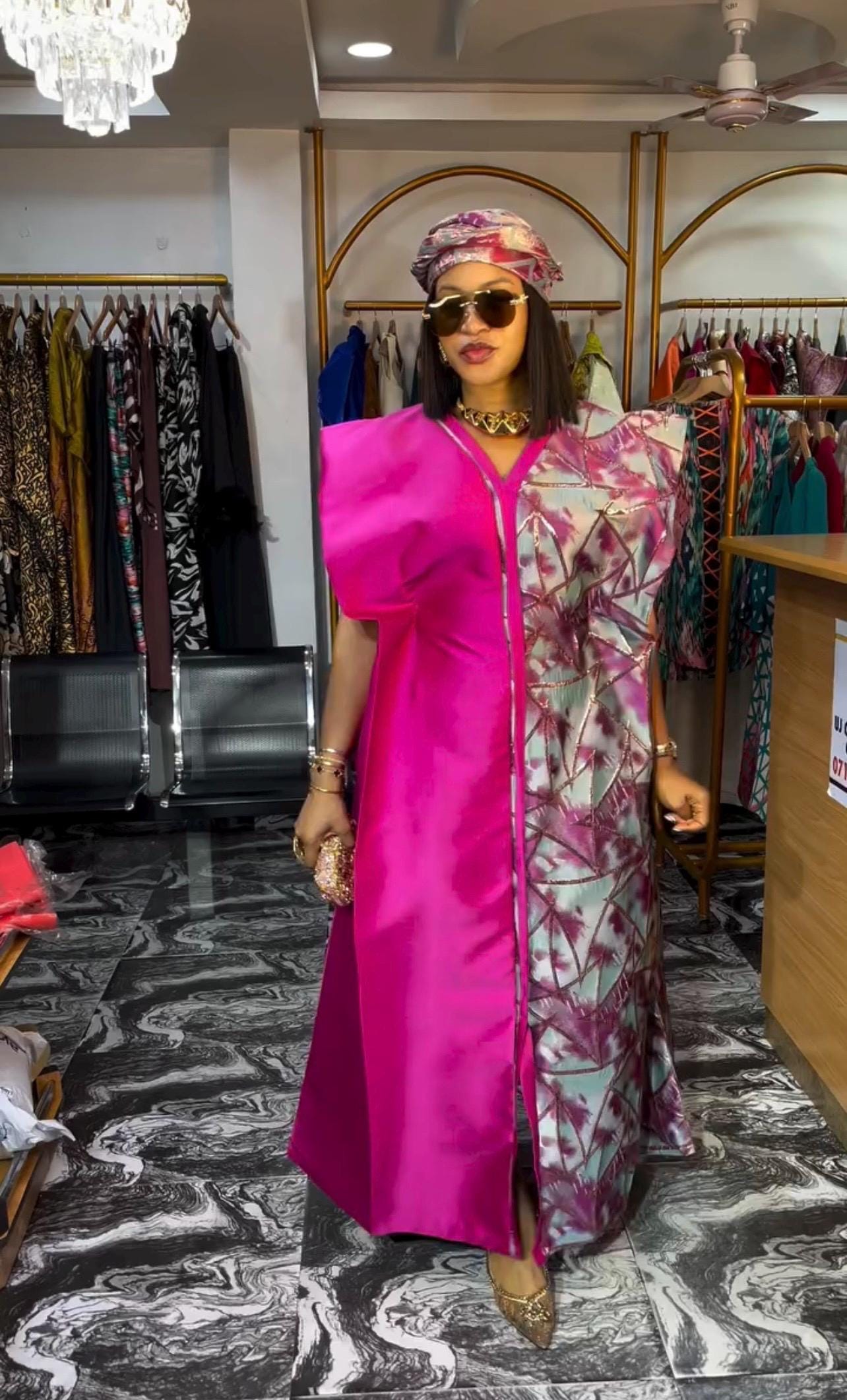 Mikado Brocade Boubou Kaftan | Nigerian Dress, One Size