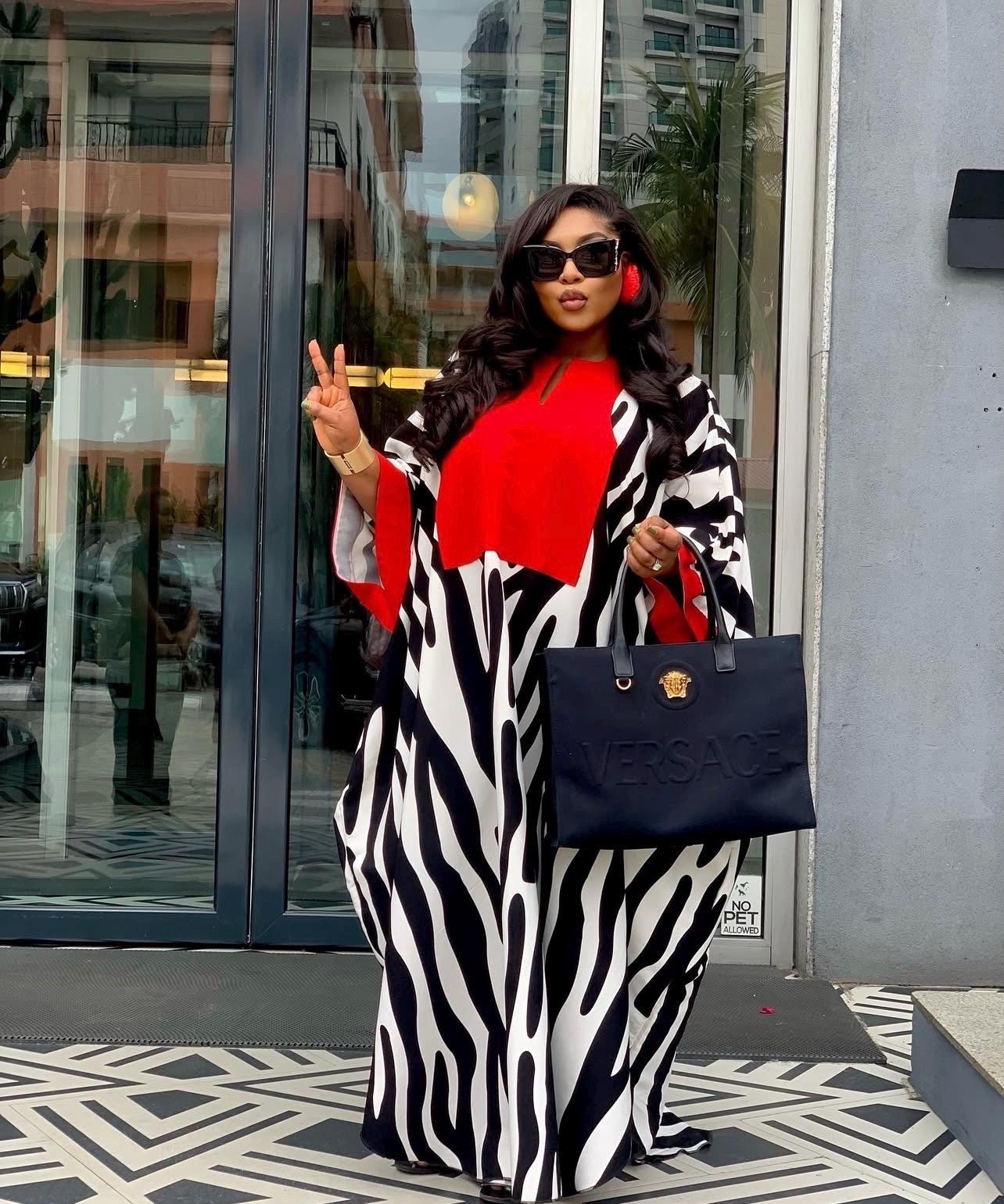 African Crepe Kaftan Dress | Aso Oke Neckline, Party Boubou