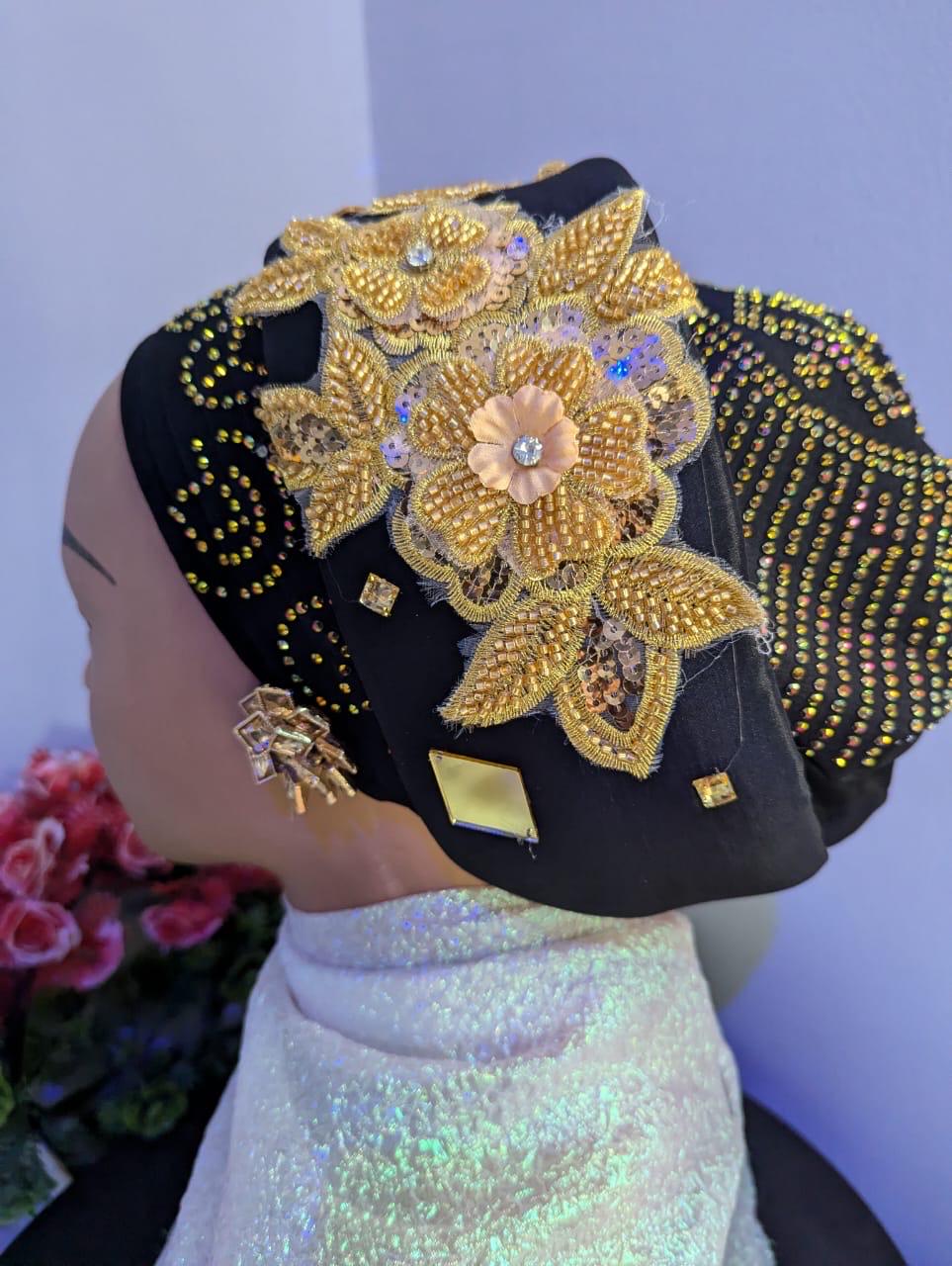 Luxury Turban Hat for Ladies| Pre tied Hat| Zara cap| Eid |Pre styled Head Tie| Ready To Wear Turban Headtie| African Auto cap| Muslim Women