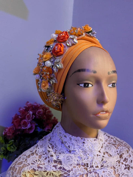 Luxury Floral Turban Hat | Pre-Tied Headtie for Women
