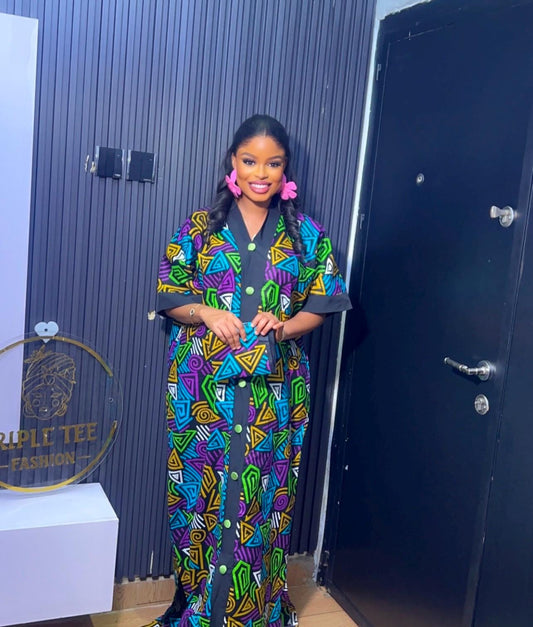 African dress| Adire| long danshiki | Kaftan| Jalabiya| Rich aunty | Nigerian made dress| Party dress| One size fits all| plus size bubu