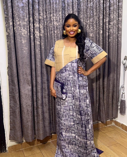 Handmade Adire Batik Boubou Dress | Nigerian Kaftan