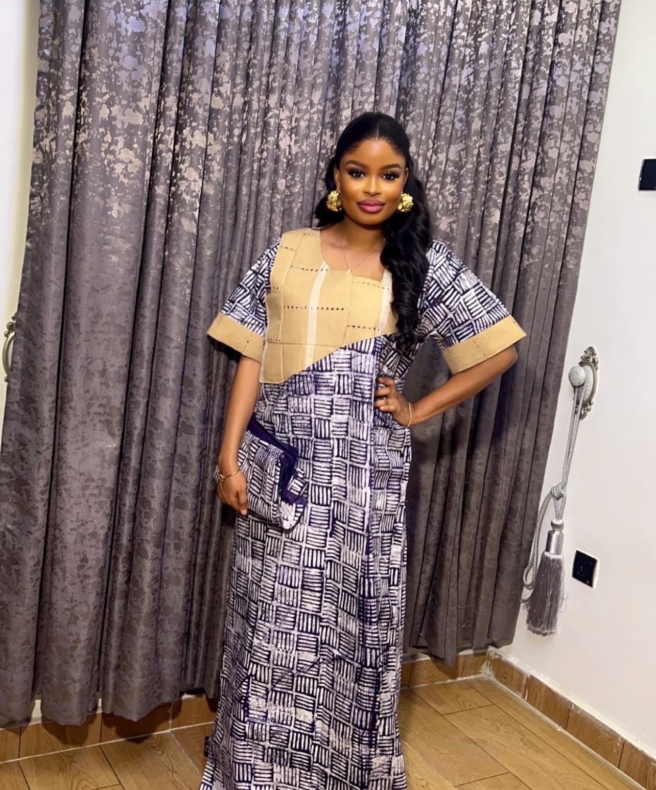 Handmade Adire Batik Boubou Dress | Nigerian Kaftan