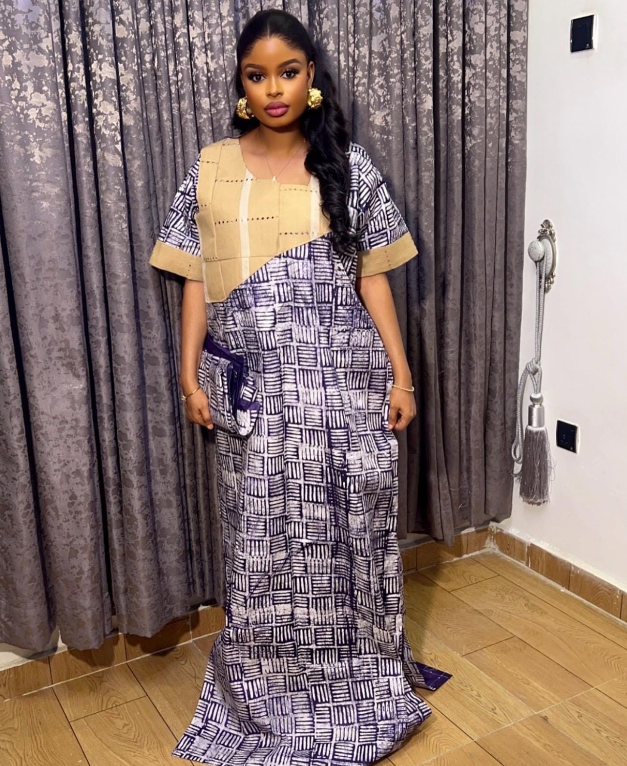 Handmade Adire Batik Boubou Dress | Nigerian Kaftan