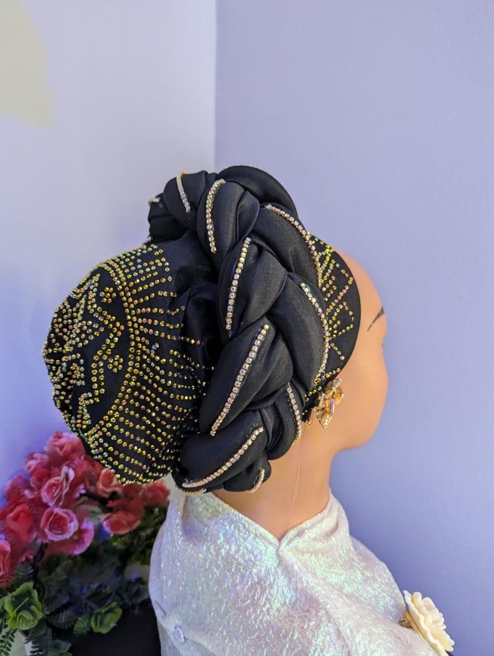 Luxury Duchess Silk Turban Hat | Crystal Embellished Headtie