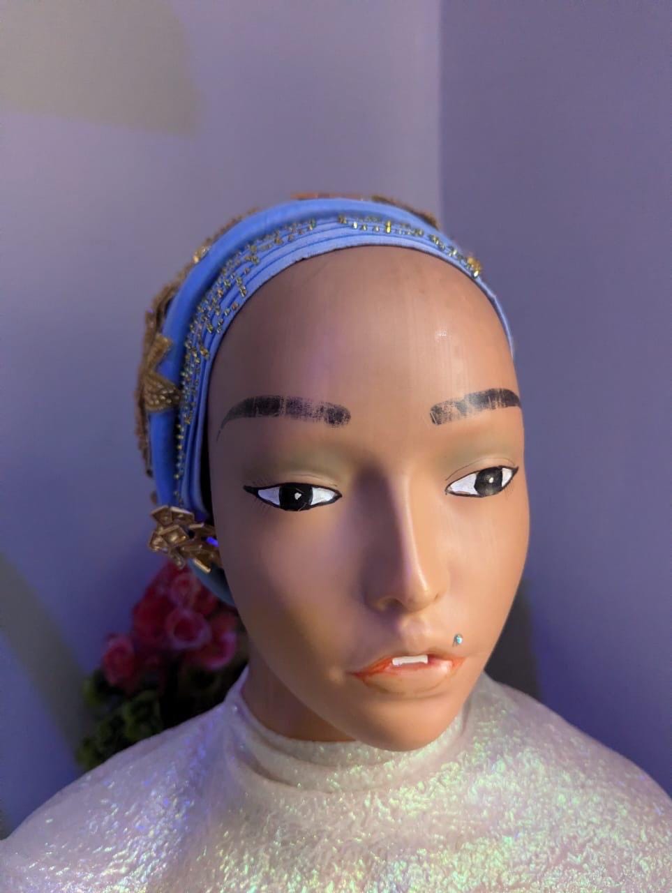 Luxury Pre-Tied Turban Hat | Beaded Floral Headtie