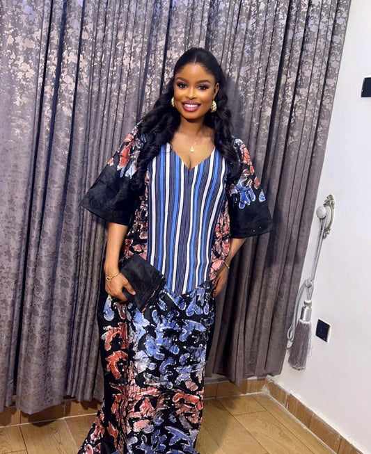 African Adire Batik dress| danshiki | Kaftan| Handmade African print dress | Nigerian made | Tie and Dye | Boubou| Rich aunty| Ankara