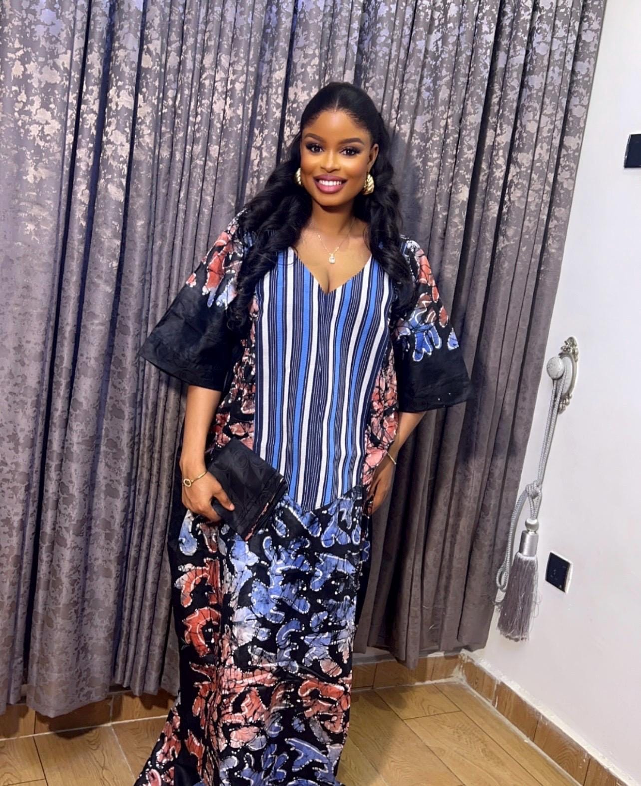 Handmade Adire Batik Kaftan Dress | Nigerian Print Boubou