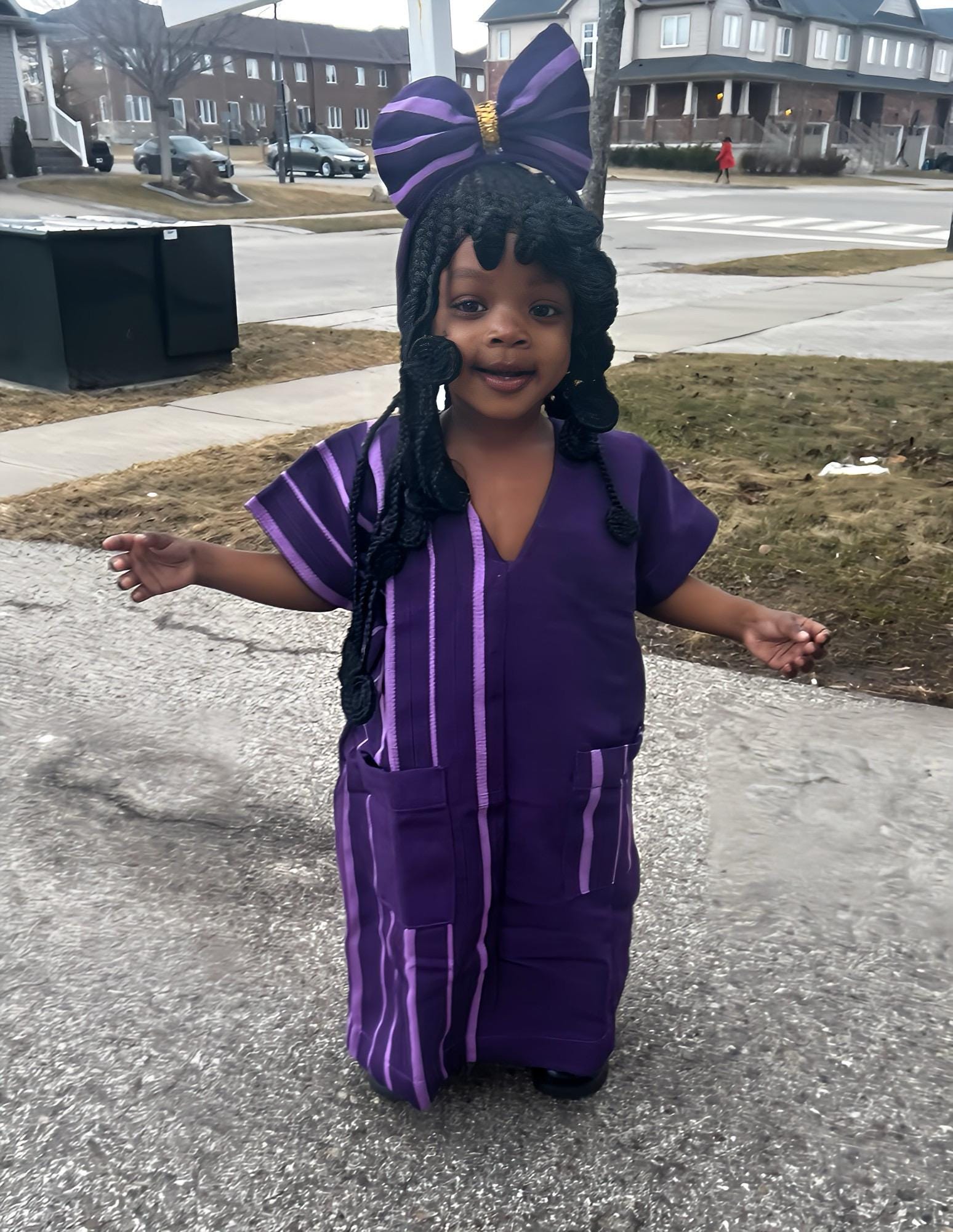 African Aso Oke Boubou Dress for Kids | Nigerian Baby Girl Outfit