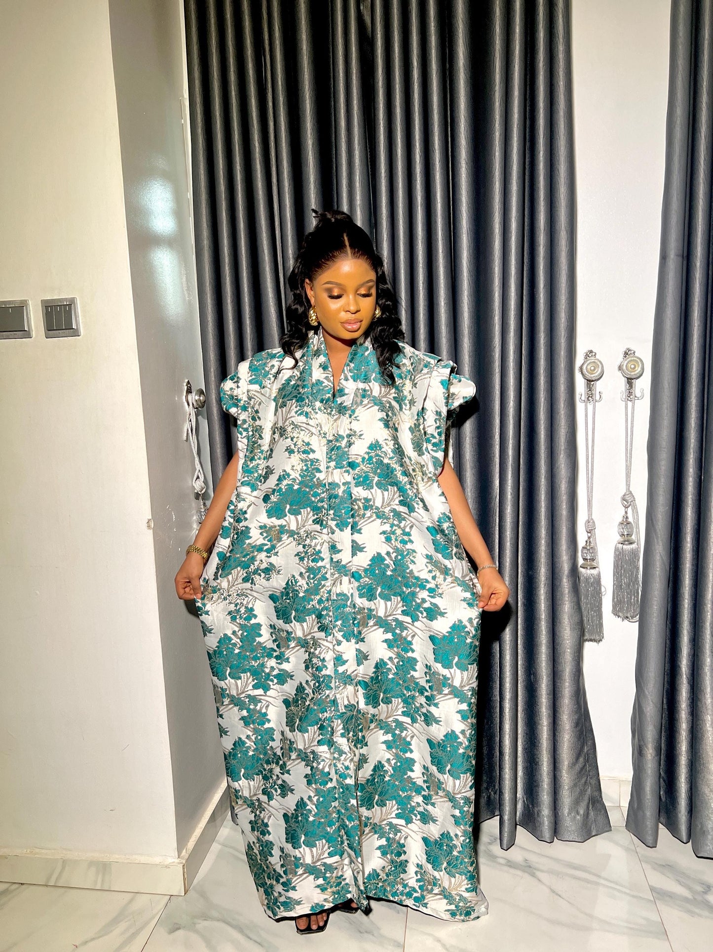 African dress| danshiki | Kaftan| Jalabiya| Rich aunty | Nigerian dress| Party dress| One size fits all| European brocade boubou| Rich Aunty