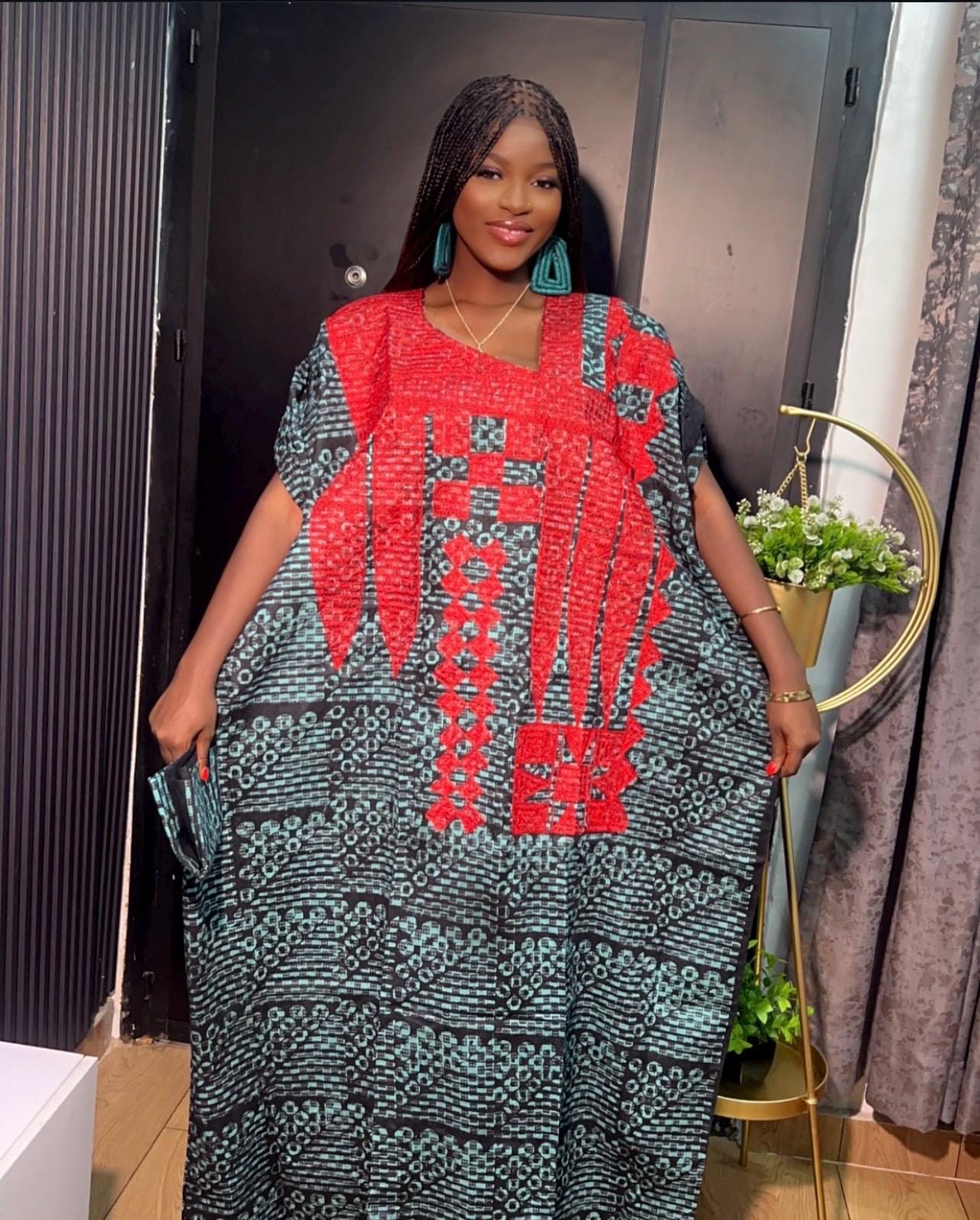 African Adire Batik Boubou Embroidery dress | Handmade African print dress | Nigerian made | Tie and Dye | Rich aunty| Ankara