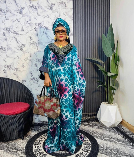 African Adire Batik Boubou dress |Inner belt bubu Kaftan| Handmade African print dress | Nigerian made | Tie and Dye | Rich aunty| Ankara