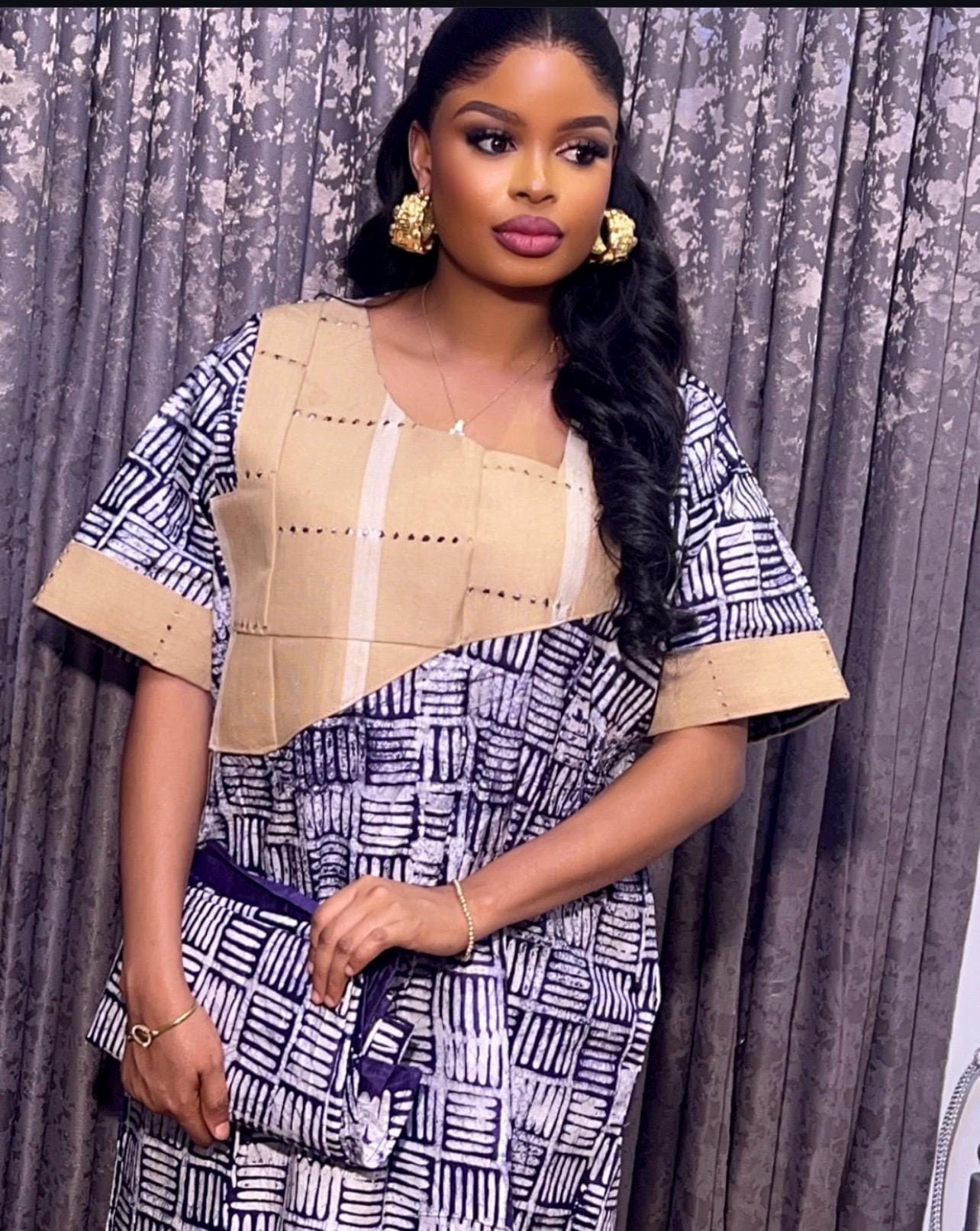 Handmade Adire Batik Boubou Dress | Nigerian Kaftan