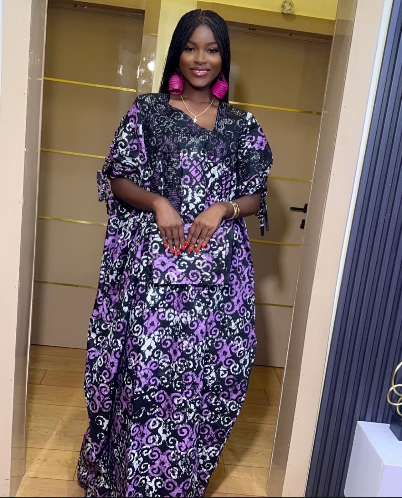 Handmade African Adire Batik Boubou Dress | Tinko Embroidery