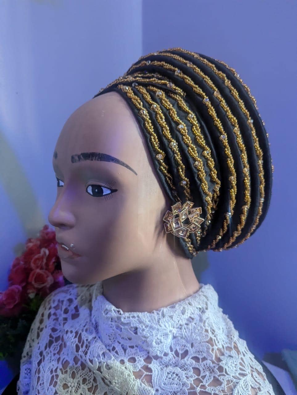 Duchess Silk Turban Hat with Crystals | Pre-tied African Headwrap