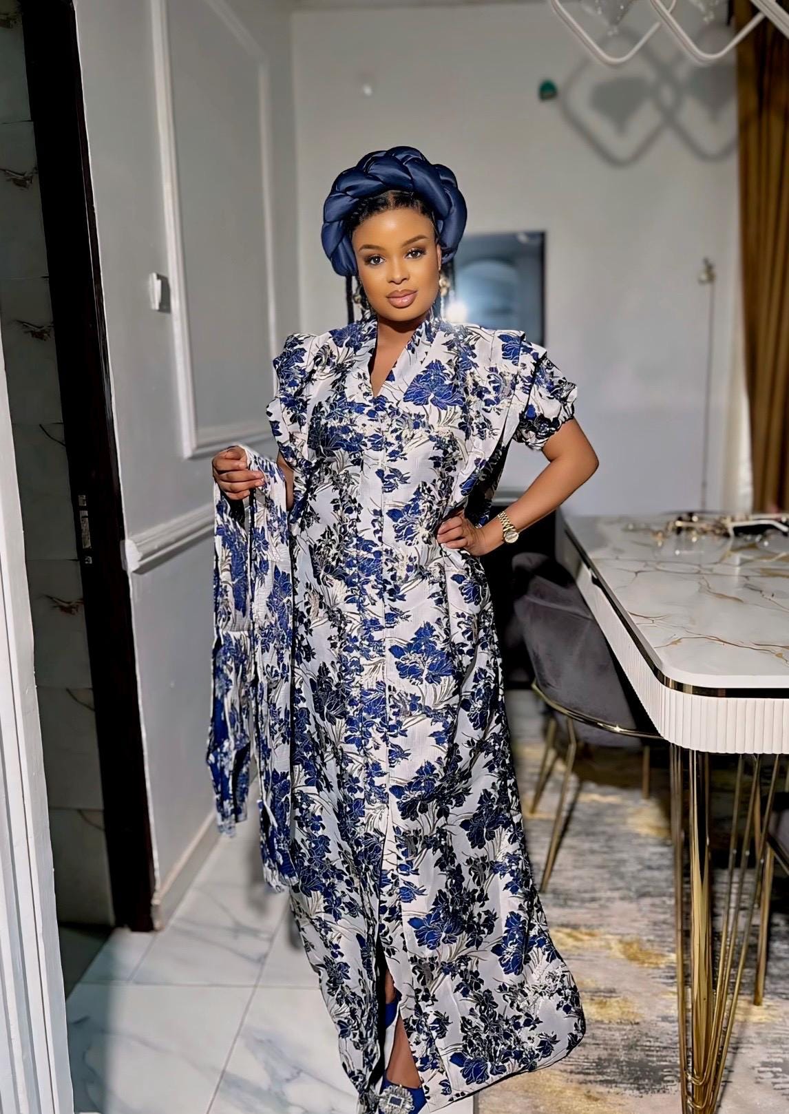 African dress| danshiki | Kaftan| Jalabiya| Rich aunty | Nigerian dress| Party dress| One size fits all| European brocade boubou| Rich Aunty