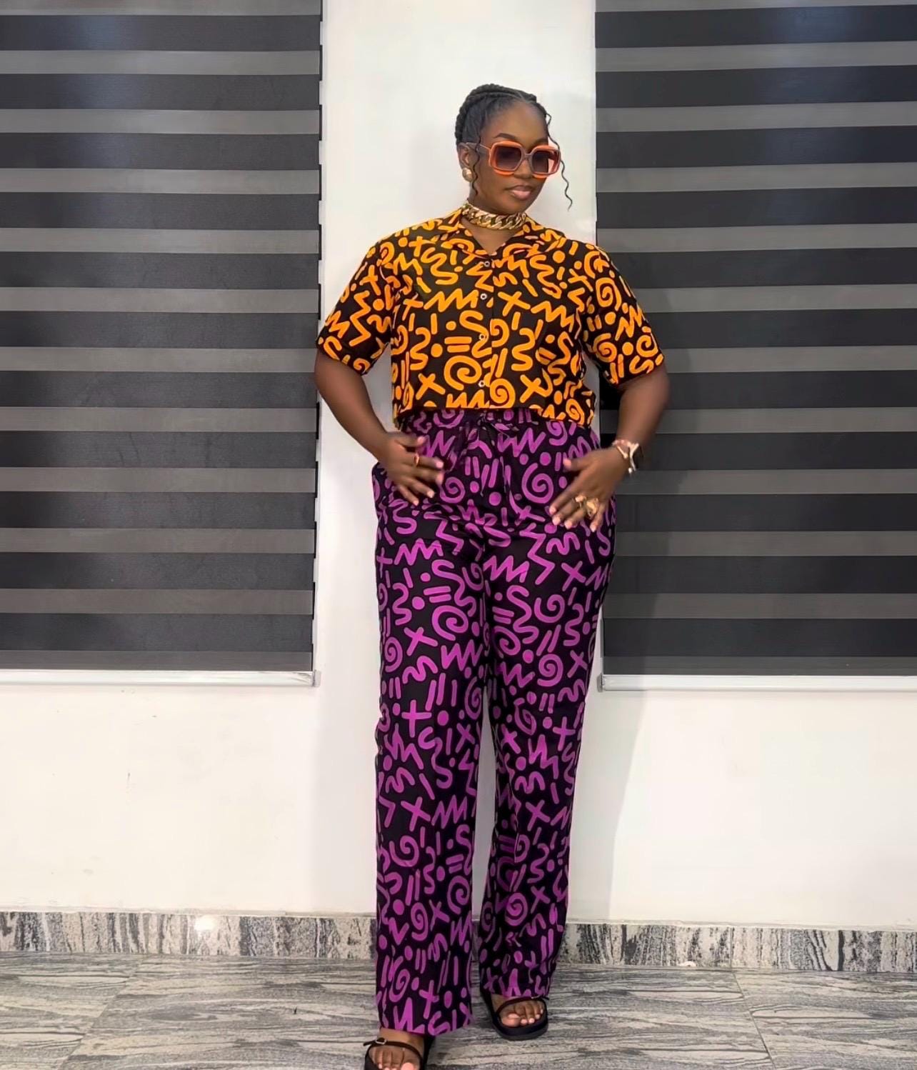 African Ankara Top and Trouser Set | 100% Cotton
