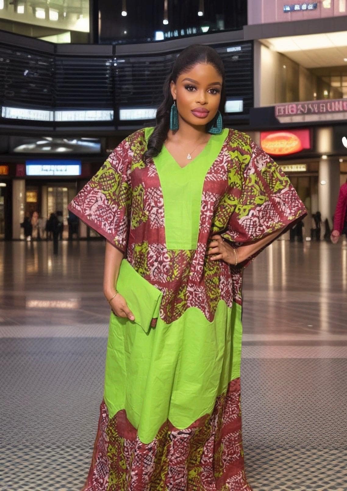 Handmade African Print Kaftan Dress | Adire Batik Boubou