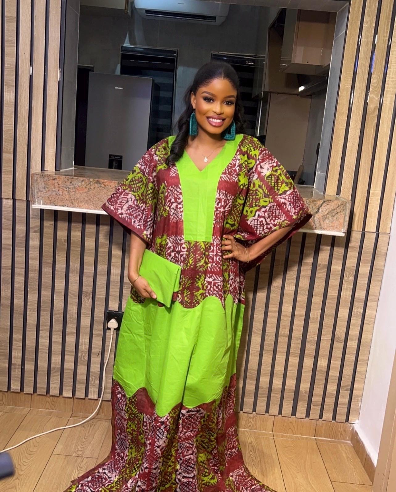 Handmade African Print Kaftan Dress | Adire Batik Boubou