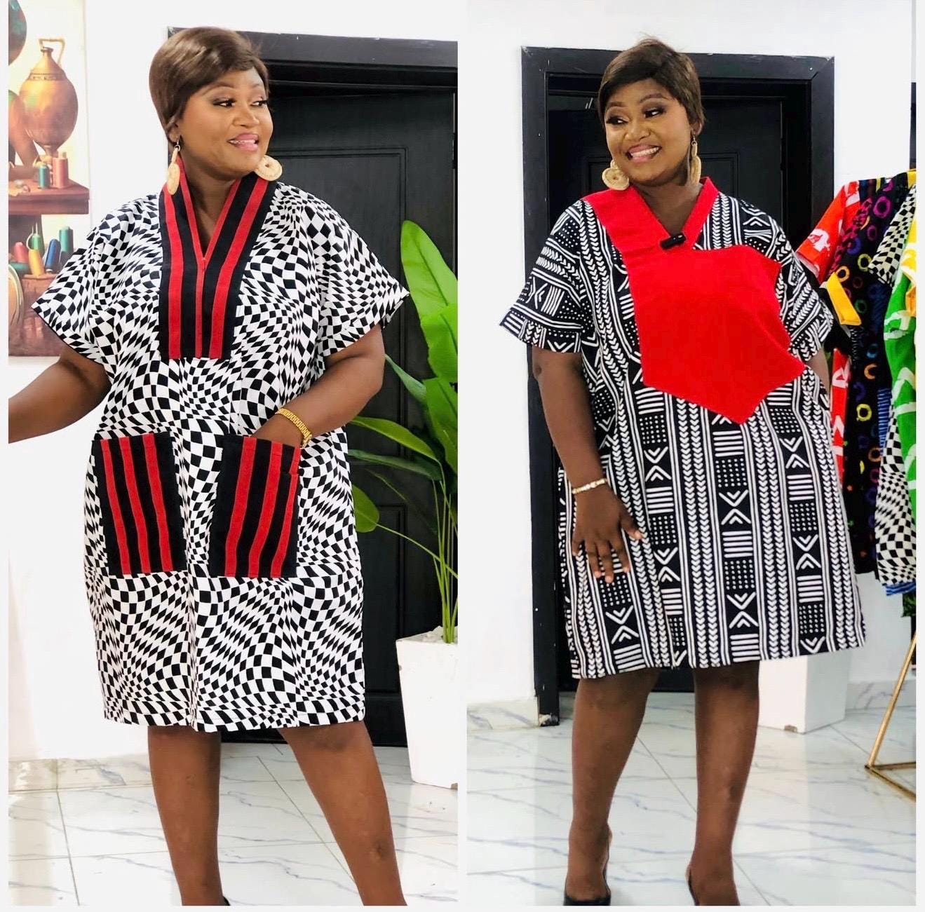 African Print Maxi Dress – Ankara Cotton Kaftan, One Size Fit