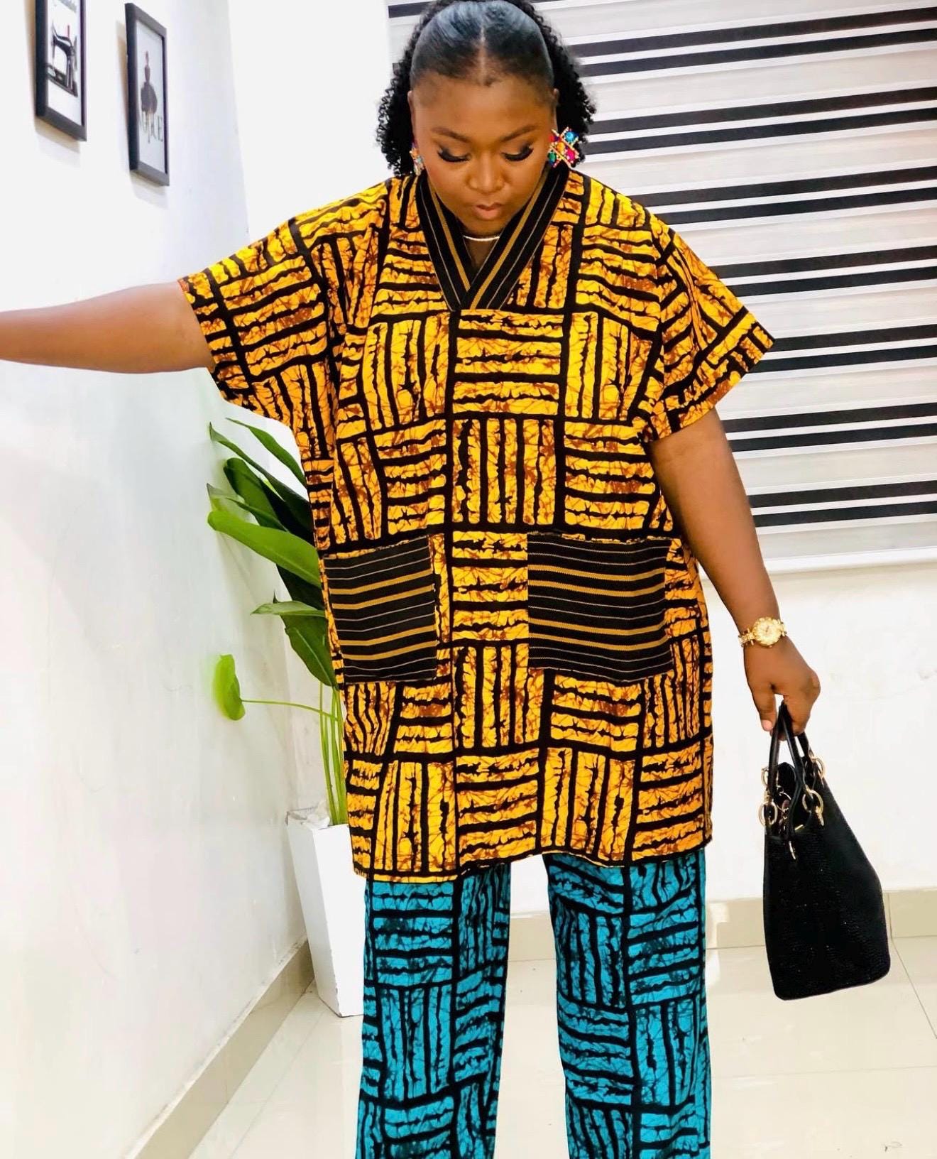 African Ankara Dress and Trouser Set | Cotton Kaftan, Nigerian Made