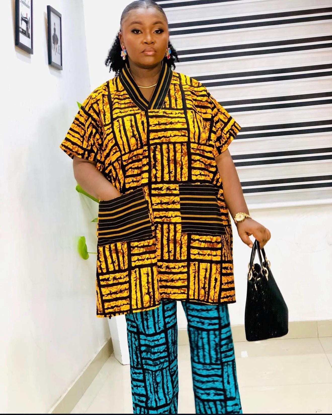 African Ankara Dress and Trouser Set | Cotton Kaftan, Nigerian Made