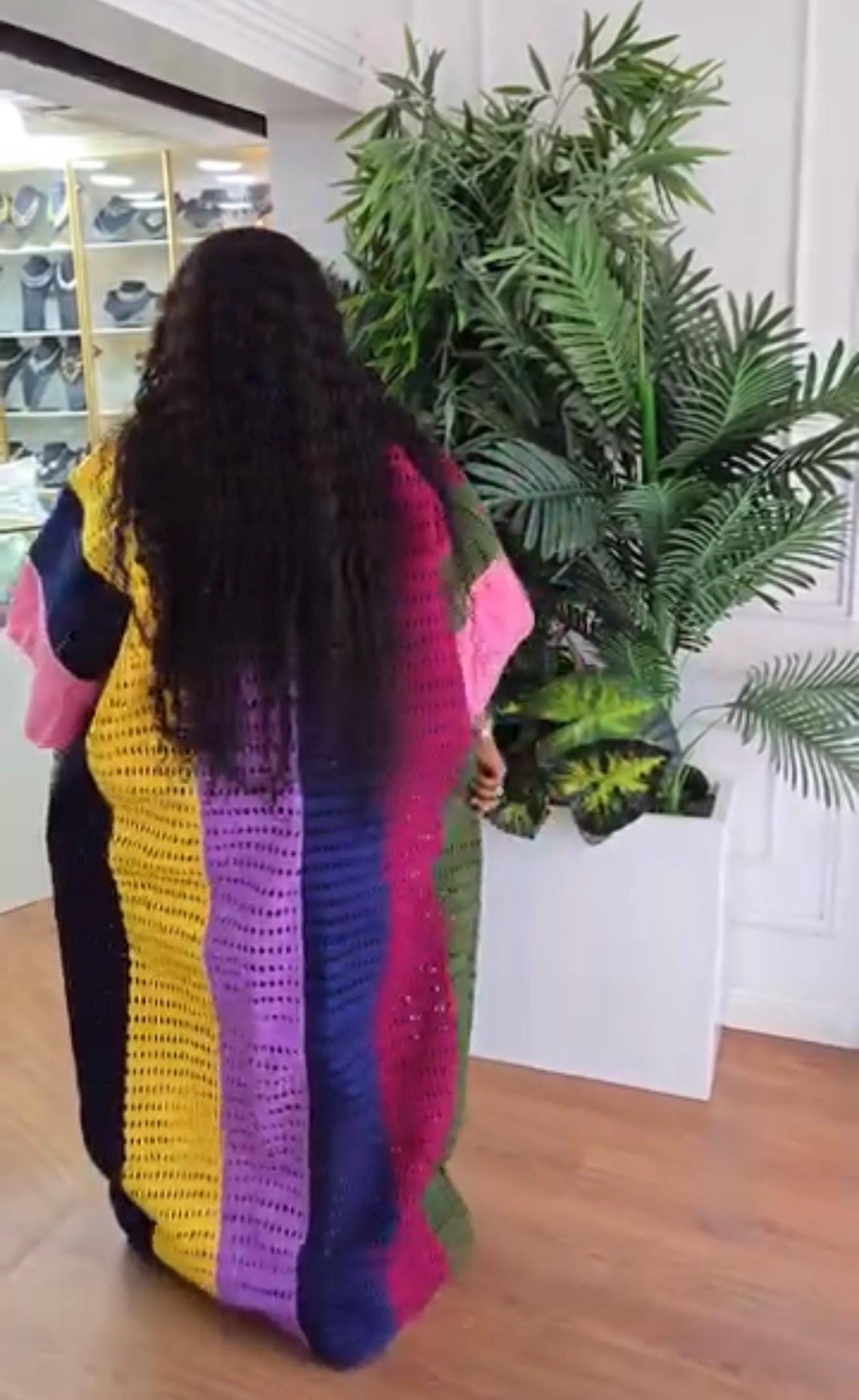 Aso Oke Boubou Kaftan – Handmade Nigerian Maxi Dress, One Size