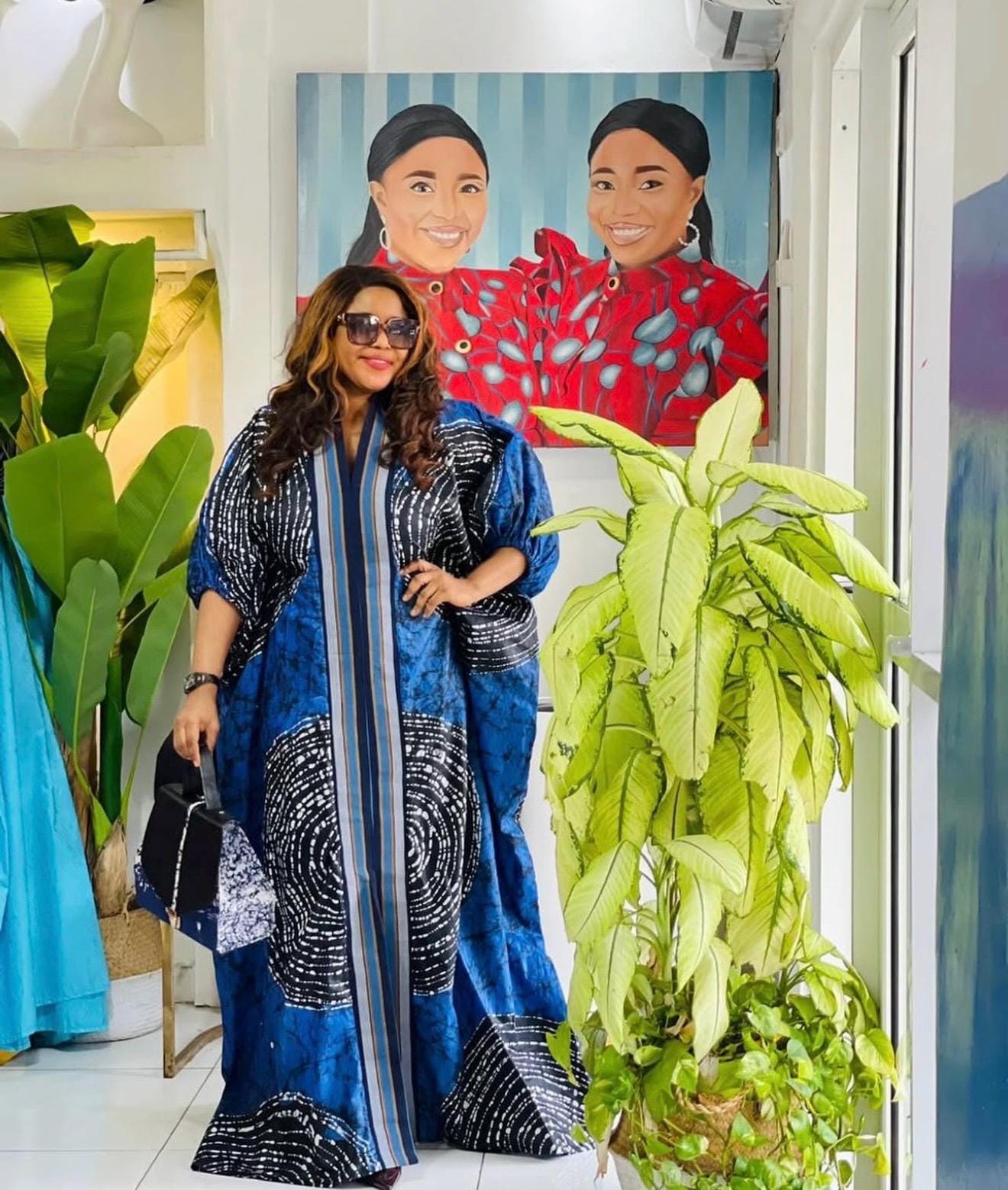 Handmade African Batik Boubou Dress | Adire Kaftan with Inner Belt