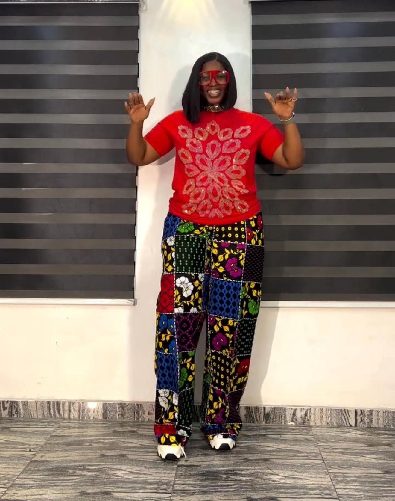African Ankara Wide Leg Pants Outfit | Floral Cotton Set