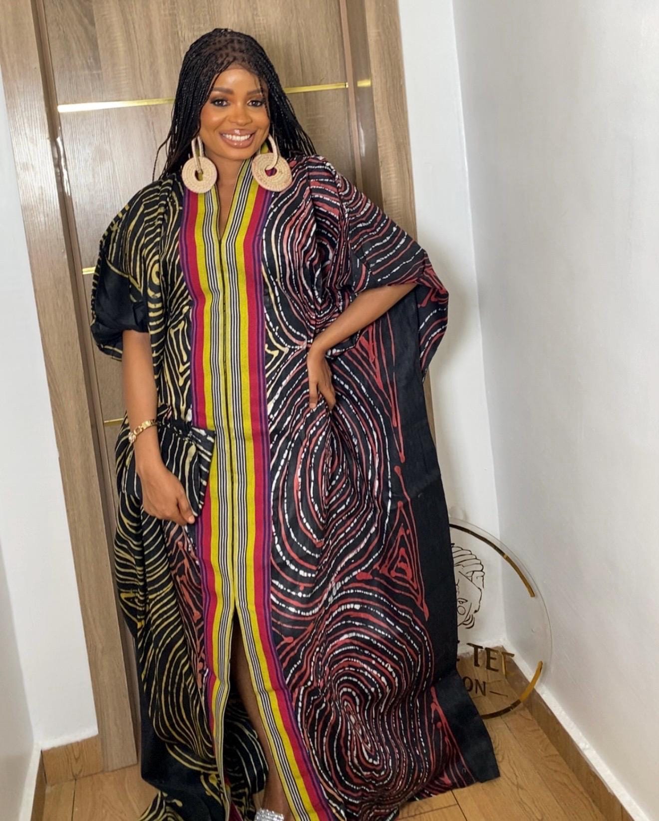 African Adire Batik Boubou Dress | Handmade Cotton Kaftan