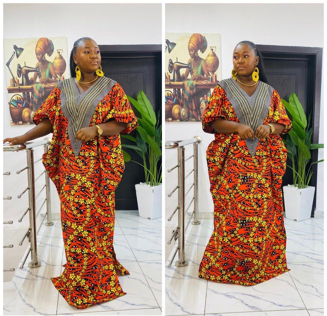 African Ankara Brocade dress| danshiki | Kaftan| Handmade African print dress | Nigerian made | Tie and Dye | Boubou| Rich aunty| Ankara