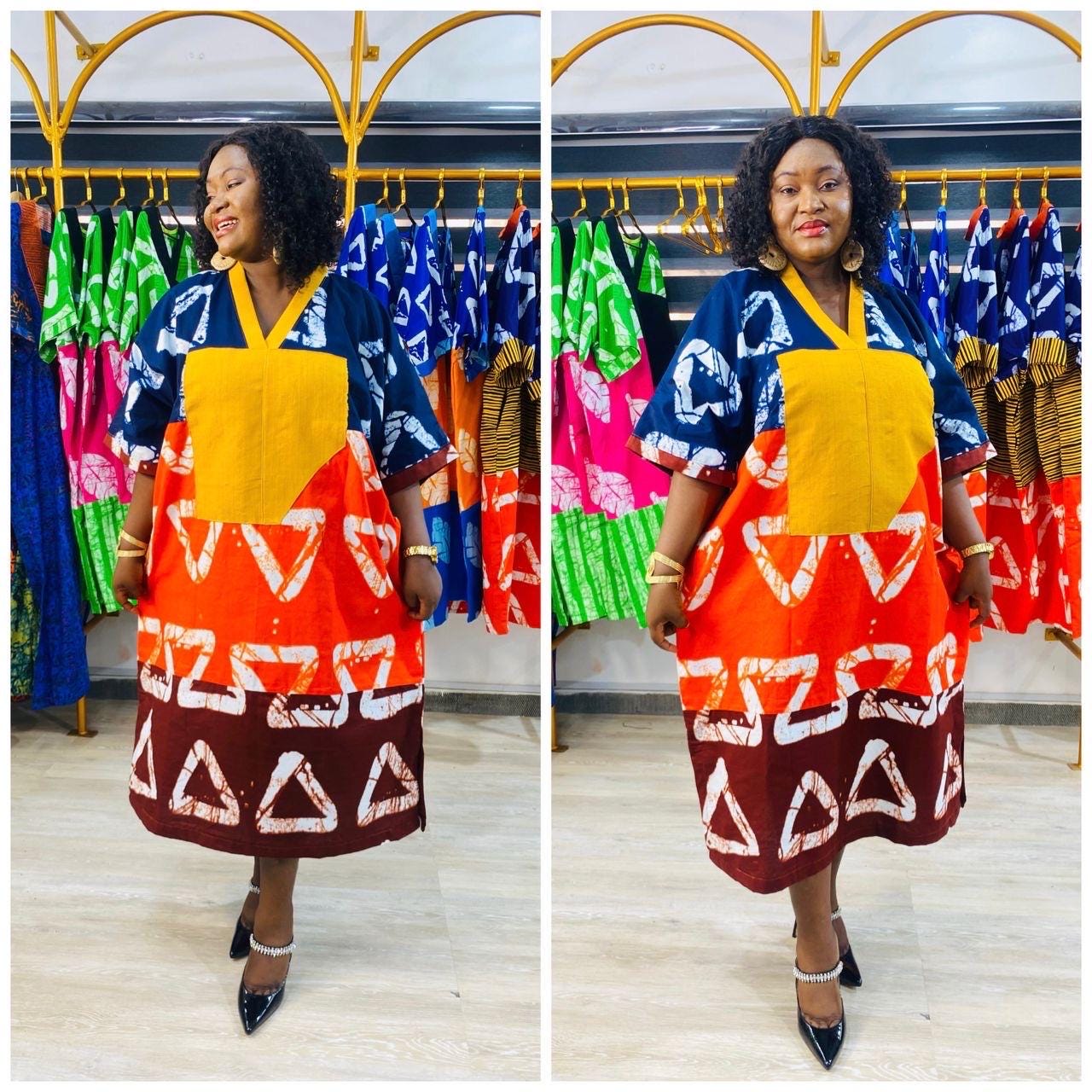 African Ankara Boubou dress| Kaftan| Handmade African print dress | Nigerian made | Tie and Dye | Boubou| Rich aunty| Bubu