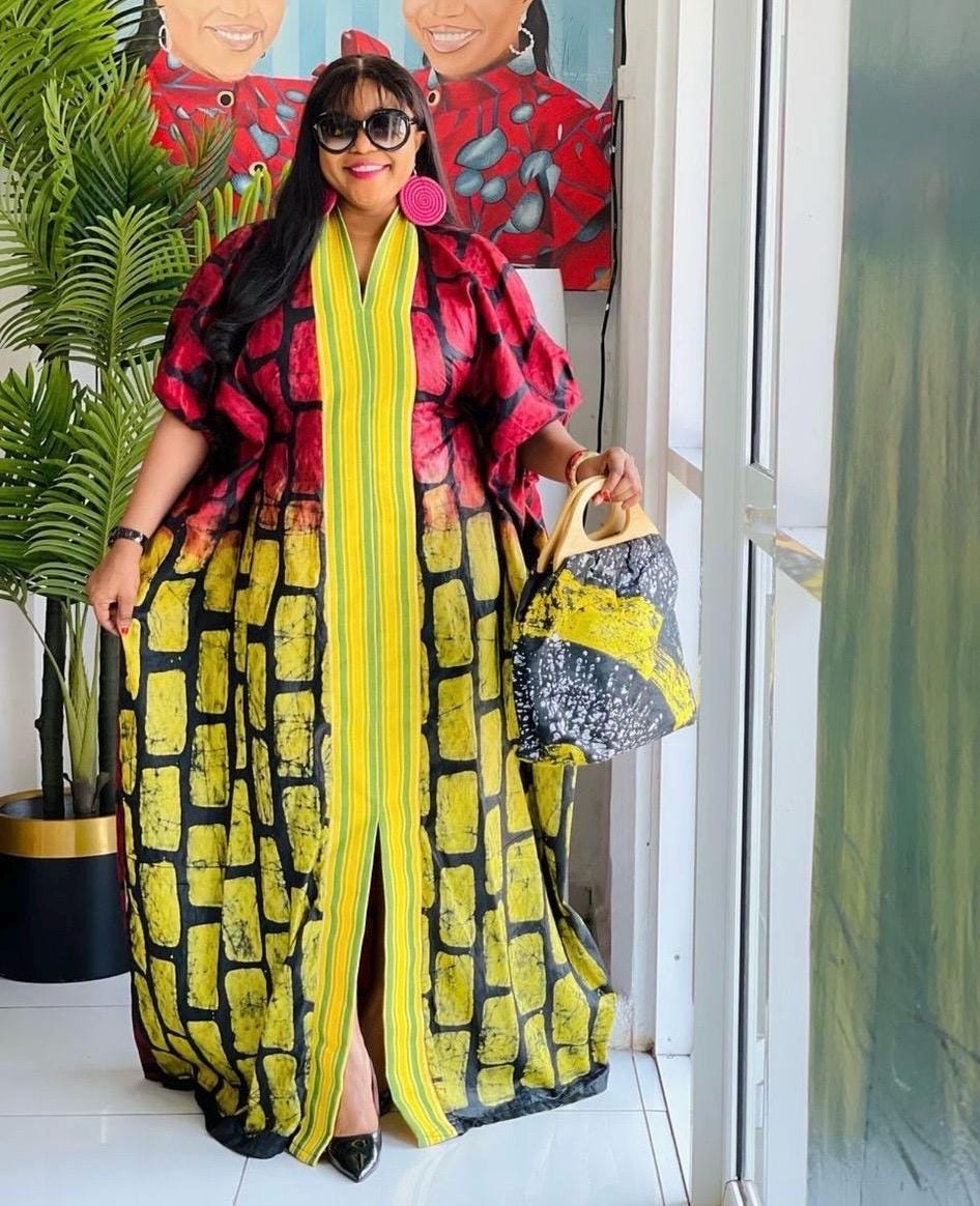 African Adire Batik Boubou dress |Inner belt bubu Kaftan| Handmade African print dress | Nigerian made | Tie and Dye | Rich aunty| Ankara