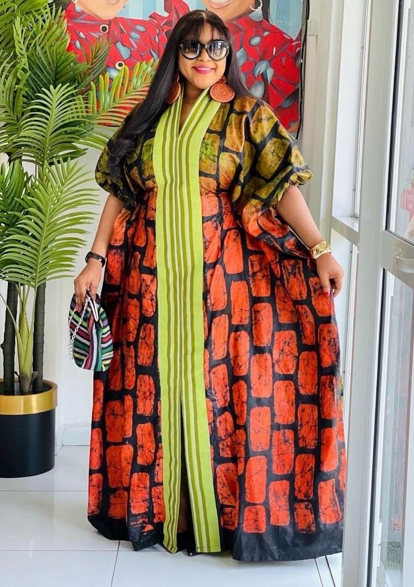 African Adire Batik Boubou dress |Inner belt bubu Kaftan| Handmade African print dress | Nigerian made | Tie and Dye | Rich aunty| Ankara
