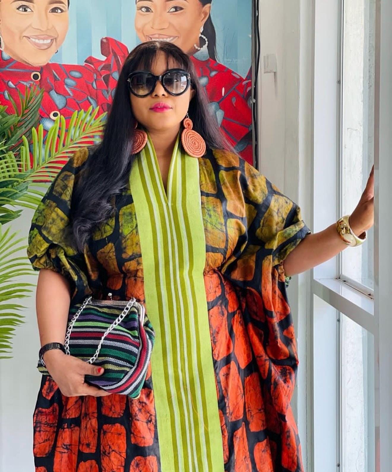 African Adire Batik Boubou dress |Inner belt bubu Kaftan| Handmade African print dress | Nigerian made | Tie and Dye | Rich aunty| Ankara