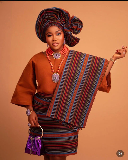 African aso oke | Nigerian bride outfit| Rich aunty | Authentic Aso Oke “Oleku” Set – Blouse, Wrapper & Auto Gele | African Bride| Birthday