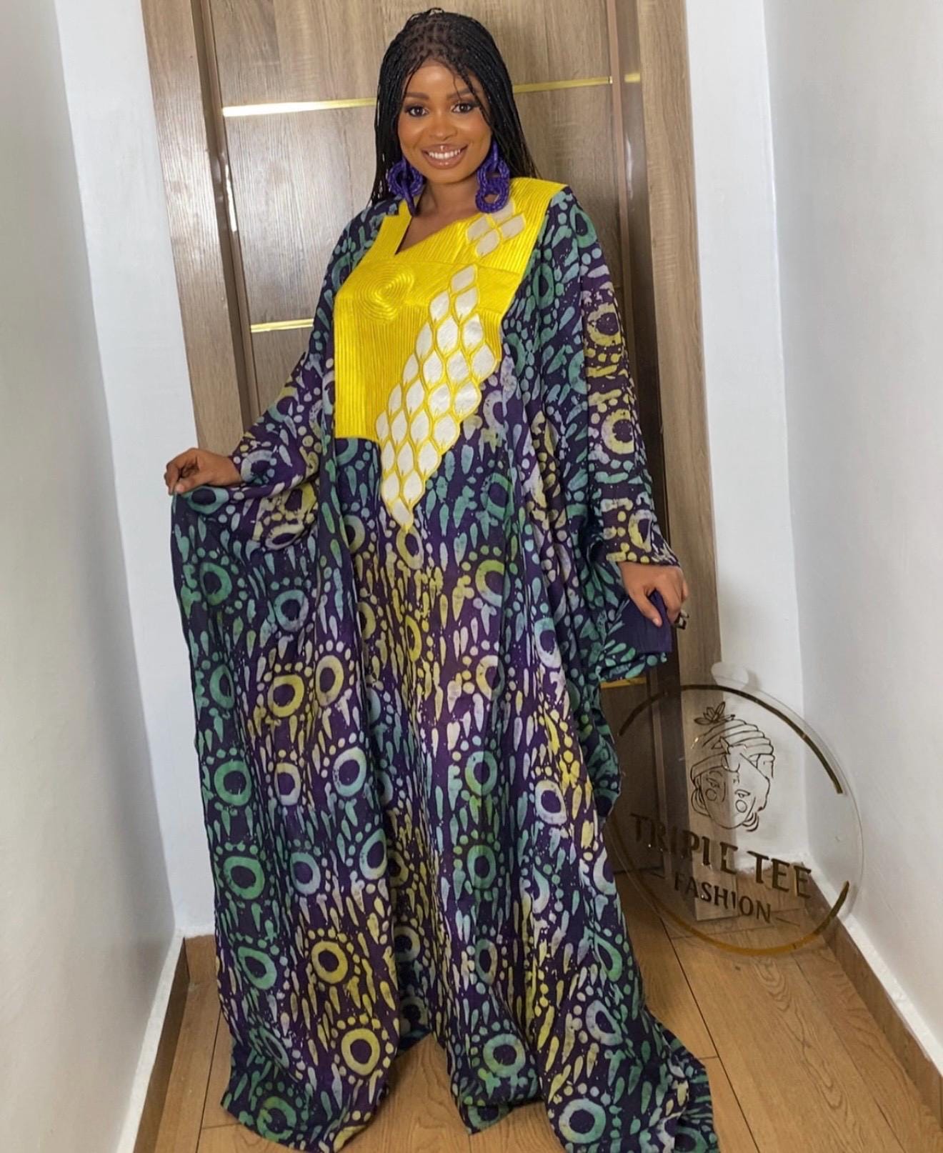 African Adire Batik Boubou Embroidery dress | Handmade African print dress | Nigerian made | Tie and Dye | Rich aunty| Ankara