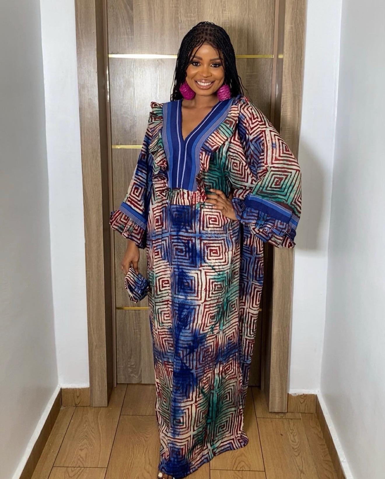 African Adire Batik Boubou dress |Inner belt bubu Kaftan| Handmade African print dress | Nigerian made | Tie and Dye | Rich aunty| Ankara