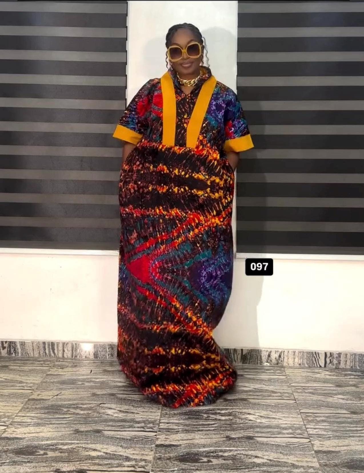 African Print Ankara Kaftan Dress | Nigerian Aso Oke