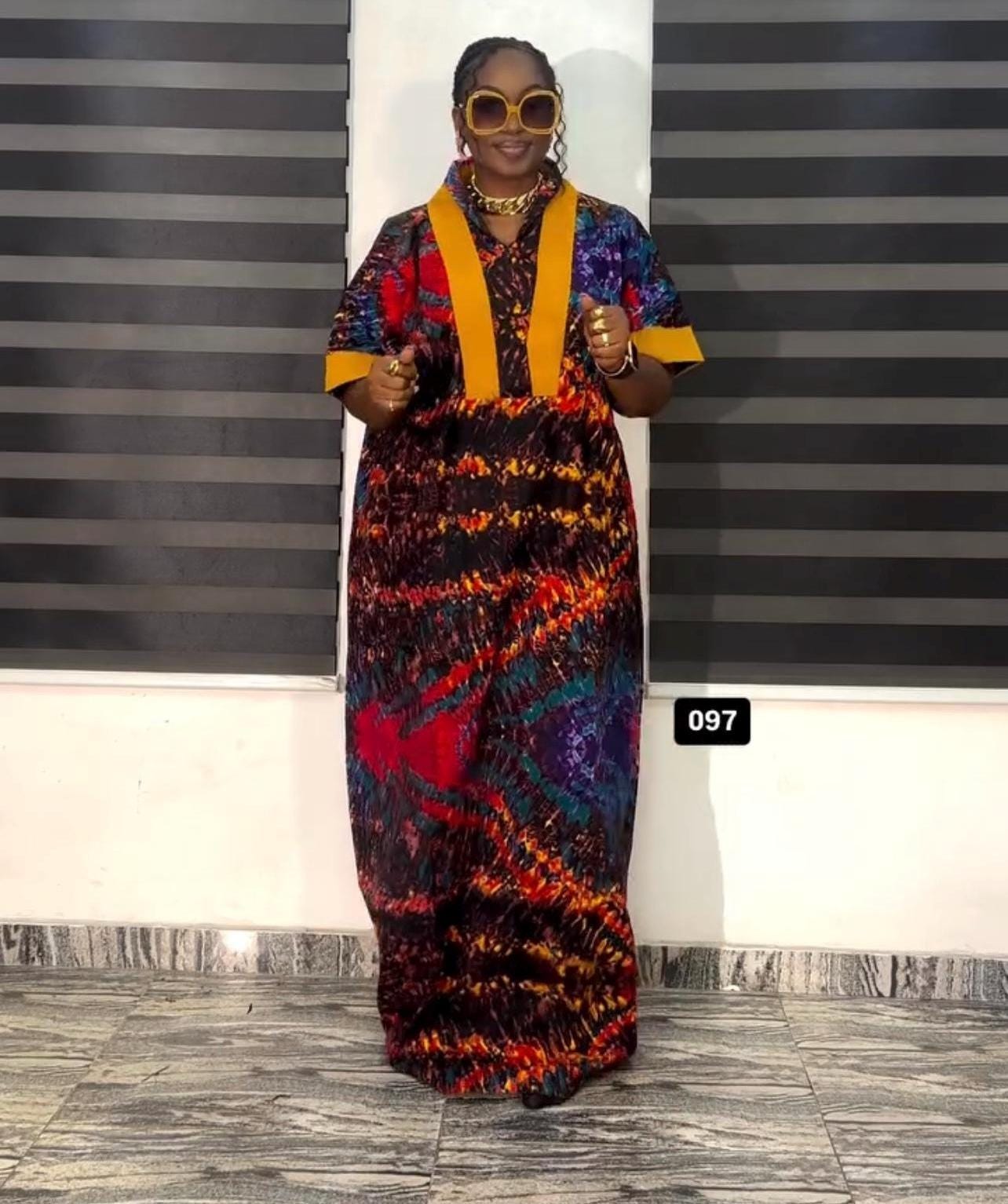 African Print Ankara Kaftan Dress | Nigerian Aso Oke
