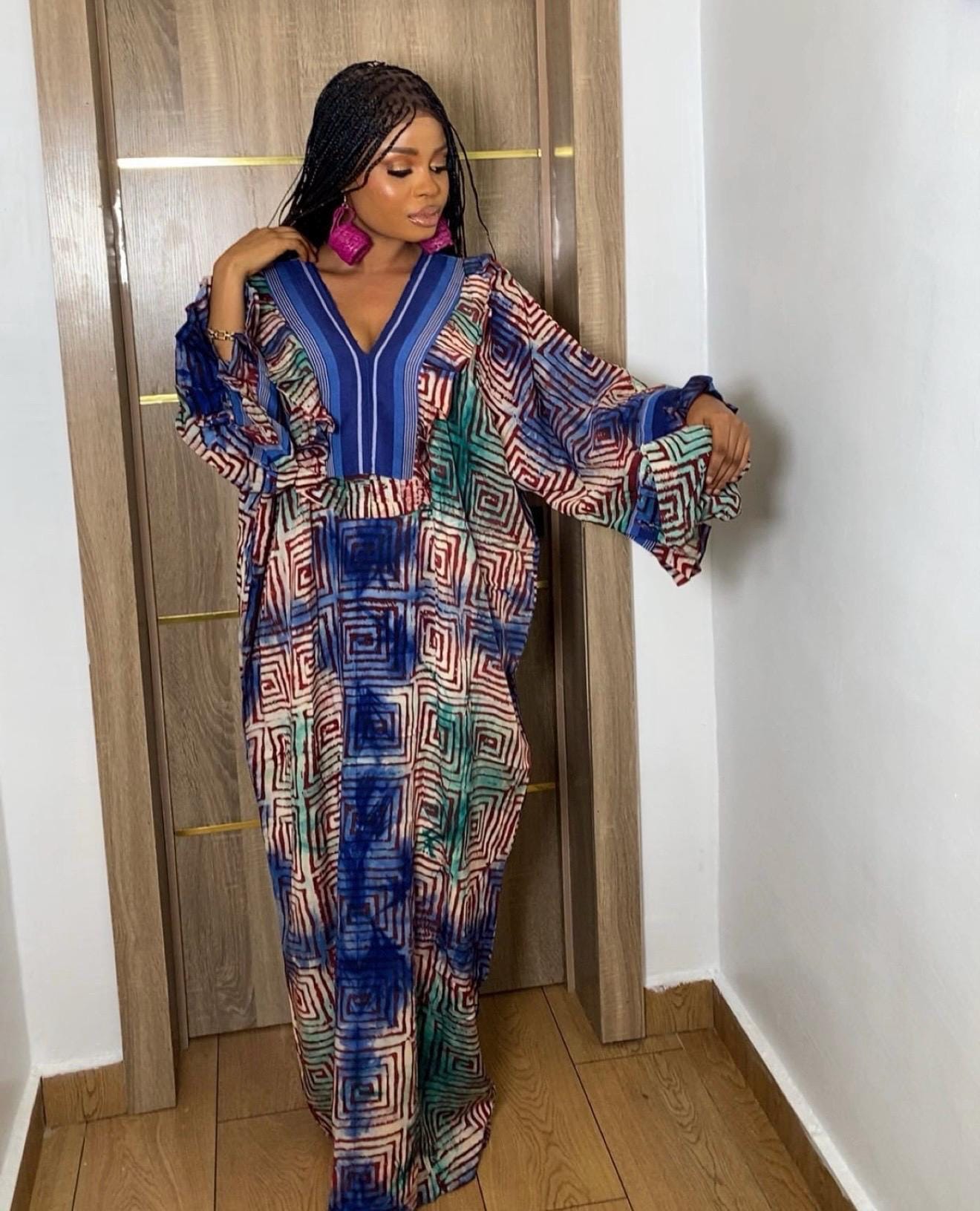 African Adire Batik Boubou dress |Inner belt bubu Kaftan| Handmade African print dress | Nigerian made | Tie and Dye | Rich aunty| Ankara