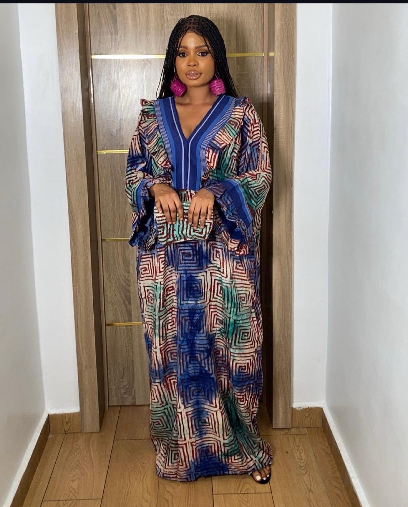 African Adire Batik Boubou dress |Inner belt bubu Kaftan| Handmade African print dress | Nigerian made | Tie and Dye | Rich aunty| Ankara