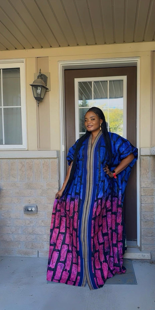 African Adire Batik Boubou dress |Inner belt bubu Kaftan| Handmade African print dress | Nigerian made | Tie and Dye | Rich aunty| Ankara
